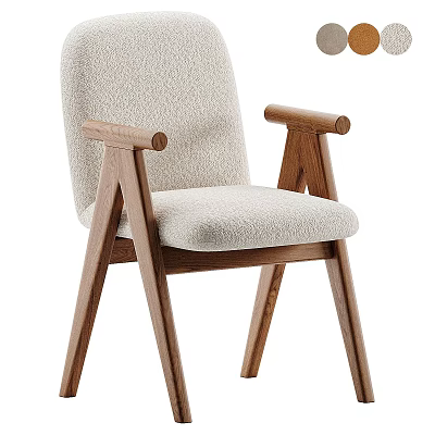 Modern Leisure Chair With Wooden Frame Beige Fabric Upholstery And Armrests 3d model