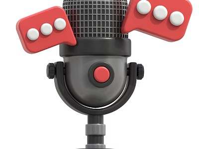 Interactive Smart Machine Microphone Featuring Red Speech Bubbles And White Buttons 3d model