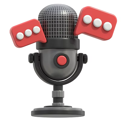 Interactive Smart Machine Microphone Featuring Red Speech Bubbles And White Buttons 3d model