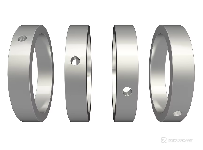Stainless Steel Hardware Tool Metal Rings With Holes Set of Four 3d model 