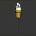 Creative Lighting Combination With Ice Cream Cone Shape Yellow Cone And White Spiral Bulb
