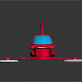 Red Streamlined Futuristic Vehicle 3D Model With Blue Transparent Part And White Wheels