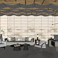 Modern New Chinese-style Office Company Reception Area Reception Area Sofa Tea Table and Combination Chinese-style Floor Lamp Table Lamp Chairman Manager Office Desk and Chair Combination 3d model