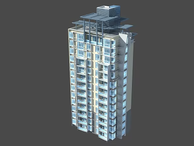 High Rise Residential Building With Multiple Balconies And Modern Glass Windows 3d model