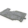 Architectural Gray Stone Floor With Irregular Shape And Broken Edges Covered In Green Moss 3d model