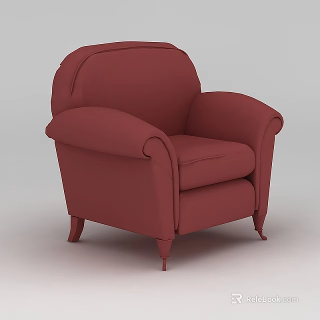 Tech Exhibition Hall Showcasing Red Armchair With Modern Comfortable Design Features 3d model