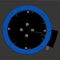 Blue Circular Fan With Black Blades And Blue Housing Motor Design