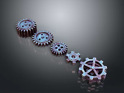 Premium Hardware Tools Showcasing Metallic Gears Arranged Sequentially with Precision Engineering 3d model