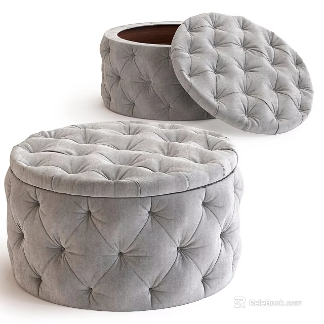 Gray Tufted Round Two Seater Sofa With Soft Velvet Upholstery Design 3d model 