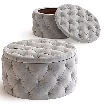 Gray Tufted Round Two Seater Sofa With Soft Velvet Upholstery Design 3d model