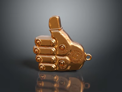 Golden Thumbs Up Shaped Decorative Accessory With Metallic Finish And Detailed Design 3d model