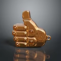 Golden Thumbs Up Shaped Decorative Accessory With Metallic Finish And Detailed Design
