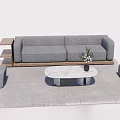 Modern Gray Sofa And Coffee Table Set With Marble Top Side Tables And Rug 3d model