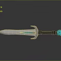 Medieval Sword With Metal Blade Silver Guard Black Hilt And Blue Gemstone Reflection On Smooth Surface