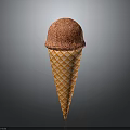 Delicious Creamy Pink Ice Cream Scoop in Crunchy Orange Waffle Cone