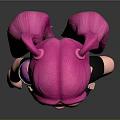 Cute Doll With Pink Pigtails Black Tshirt Rock Princess Yellow Skirt And Boots