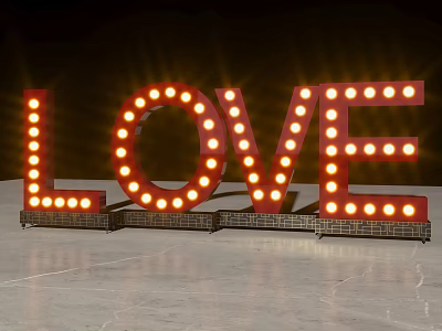 Light Up LOVE Letter Wall Decor With Bright Bulbs And Vintage Design 3d model