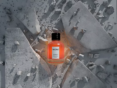 VIVID Edition Perfume Bottle with Concrete Background and Broken Stones 3d model