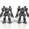 Two Gray Mecha Models In Standing Pose With Mechanical Structures And Claws 3d model