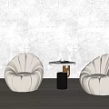 Modern Beige Shell Shaped Leisure Sofa Set With Two Chairs And Small Round Table 3d model