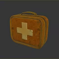 Vintage Orange First Aid Kit With White Cross And Rustic Design