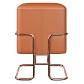 Modern Brown Leather Ottoman With Sleek Metal Frame And Stylish Design