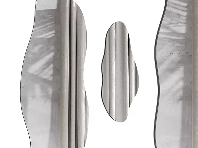 Irregularly Shaped Mirrors With Wavy Edges As Wall Decor Showing Plant Shadow Reflections 3d model