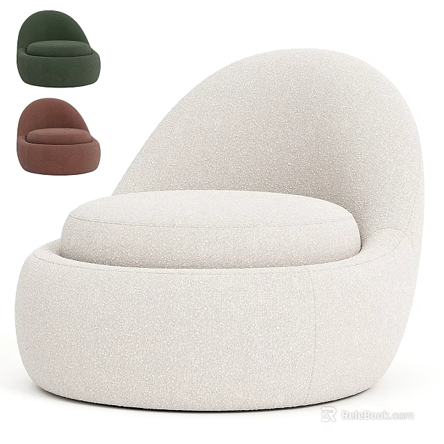 Modern Curved Boucle Upholstered Lounge Chair With Multiple Color Options For Cozy Living Room 3d model 