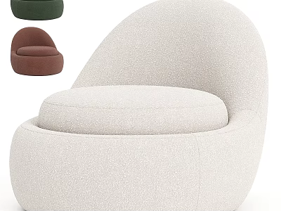 Modern Curved Boucle Upholstered Lounge Chair With Multiple Color Options For Cozy Living Room 3d model