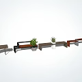 Modern Landscape Seats With Diverse Designs Wooden Metal And Potted Green Plants