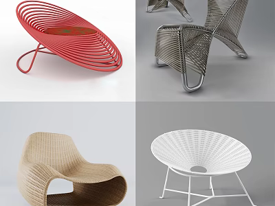 Modern Leisure Chairs with Sleek Frames and Woven Details Stylish Designs for Home Decor 3d model