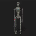Mechanical Robot Character With Metallic Body Jointed Limbs And Round Head 3d model