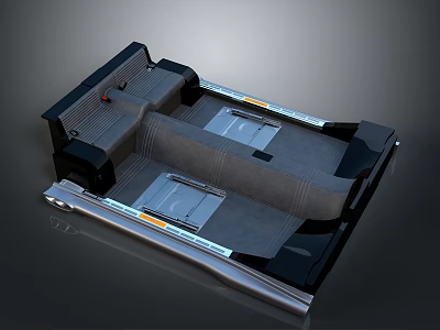 Stylish Car Interior With Gray And Black Seats And Metal Accents 3d model