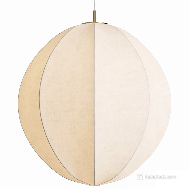 Modern Round Pendant Light With Beige Linen Fabric And Minimalist Design 3d model 