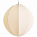 Modern Round Pendant Light With Beige Linen Fabric And Minimalist Design