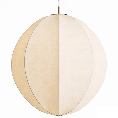 Modern Round Pendant Light With Beige Linen Fabric And Minimalist Design 3d model