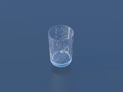 Transparent Wine Bottle And Glass With Engraved Leaf Geometric Patterns On Dark Blue Background 3d model