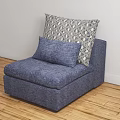 Blue Upholstered Single Seater Sofa With Two Cushions One Solid Blue And One Patterned 3d model