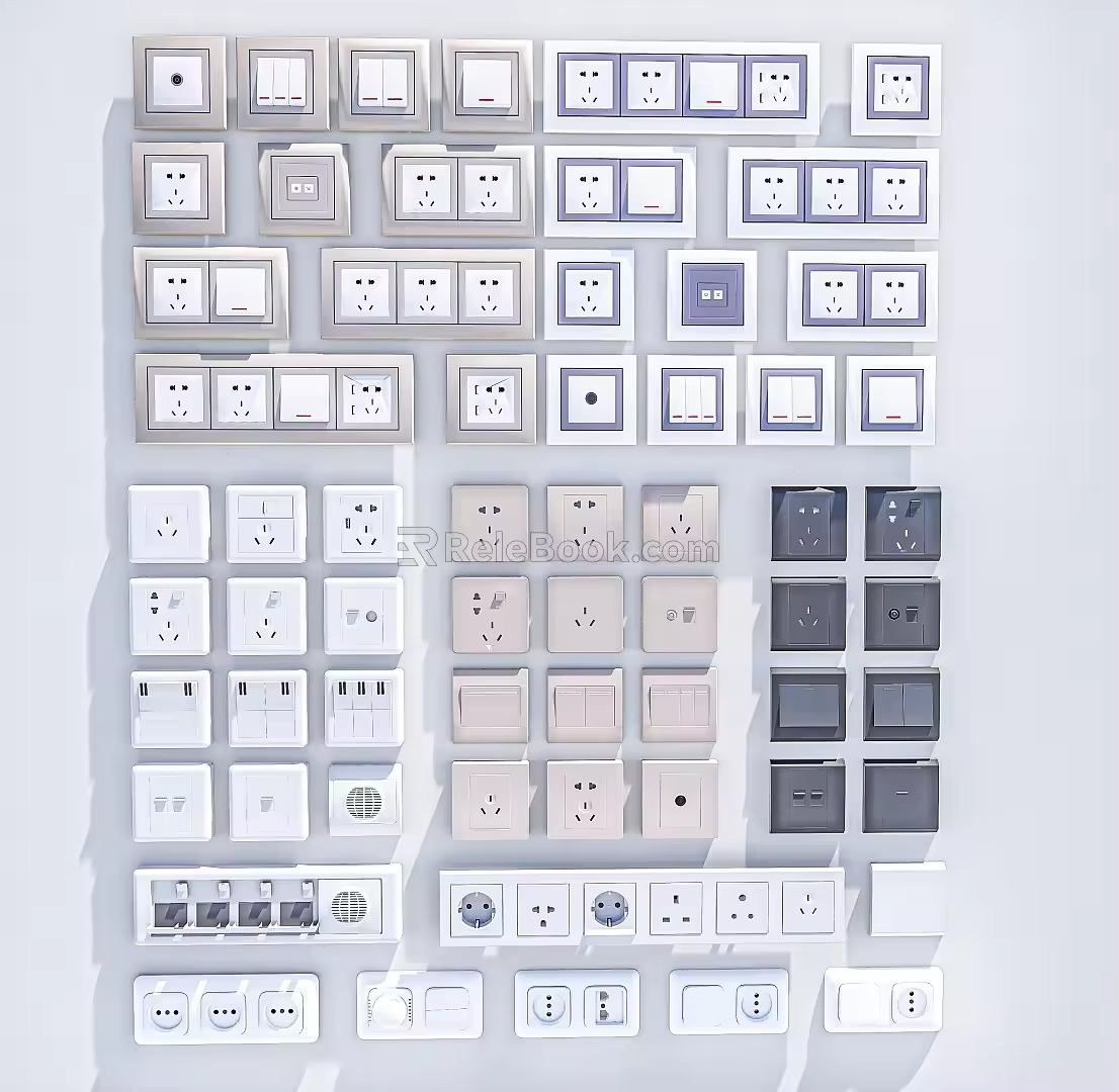 Modern switch socket combination switch panel socket panel 3d model