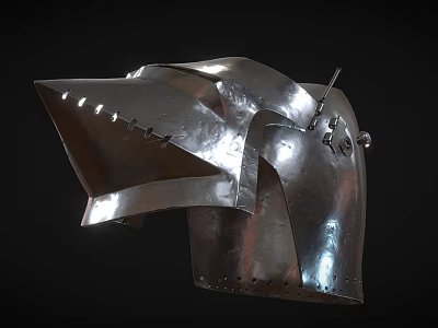 Vintage Metallic Medieval Helmet With Protective Face Cover And Riveted Details 3d model