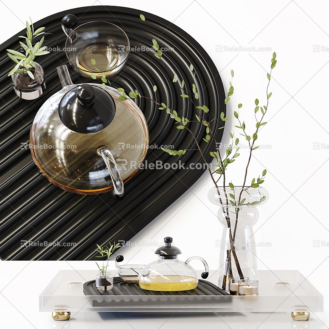 Modern Tea Set Teapot Tea Set Combination Tea Tray Tray 3d model