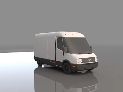 Modern White Cargo Van Featuring Sleek Design And Boxy Body For Commercial Use 3d model
