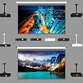 Advanced Projection Monitoring System With Projector Mounts Screens And Surveillance Setup