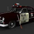 Vintage Brown And Beige Police Car With Red Emergency Lights 37 ELGIN And Baton