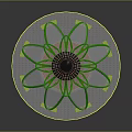 Flower Shaped Outdoor Art Installation With Green Stems White Petals And Black Spherical Top