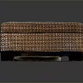 Square Geometric Pattern Tufted Ottoman With Black Legs And Wooden Base
