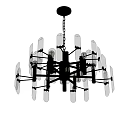 Modern Chandelier With Chain Multiple Bulbs And Transparent Glass Shades
