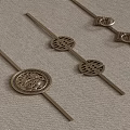 Vintage Ornate Brass Furniture Handles With Carved Circular Decorative Designs