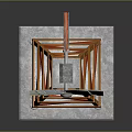 Detailed Windmill Model With Metal Blades And Orange Tower Frame Base
