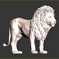 Rose Gold Lion Statue Metallic Sculpture With Reflective Surface On Dark Background